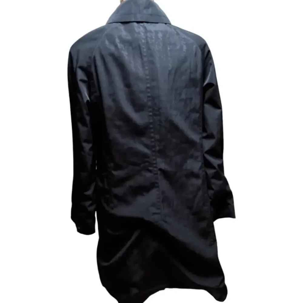 London Fog Black Houndstooth Belted Trench Coat‎ Size M